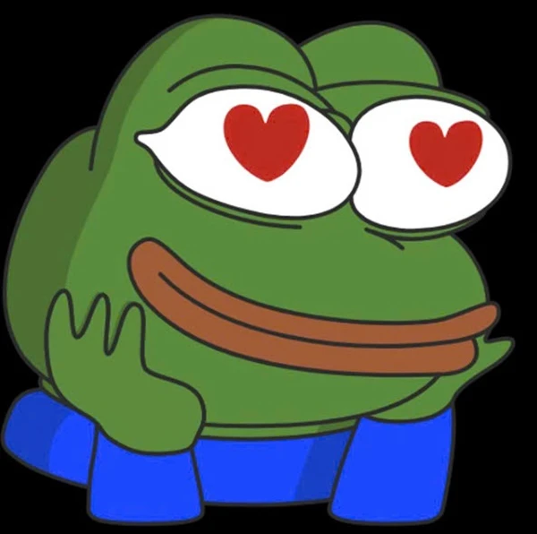 một con ếch với đôi mắt đỏ và trái tim trên khuôn mặt của nó meme frog