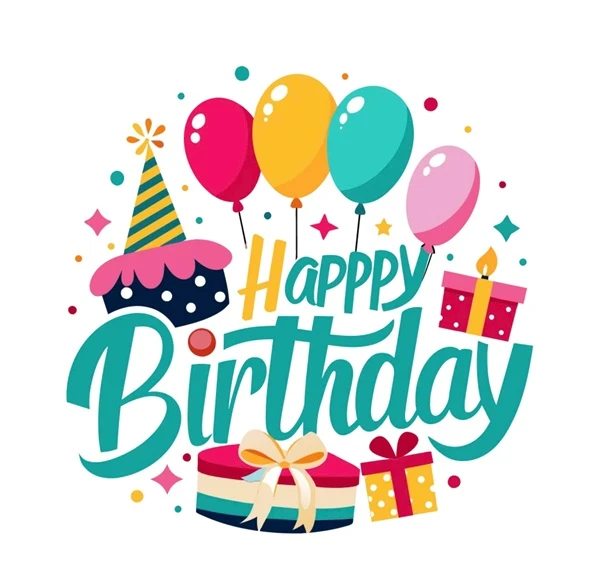Chúc mừng sinh nhật thiệp với bóng bay, quà tặng và khuyết điểm meme happy birthday