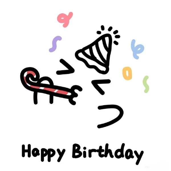 Một bản vẽ của một con chó với một chiếc mũ sinh nhật meme happy birthday