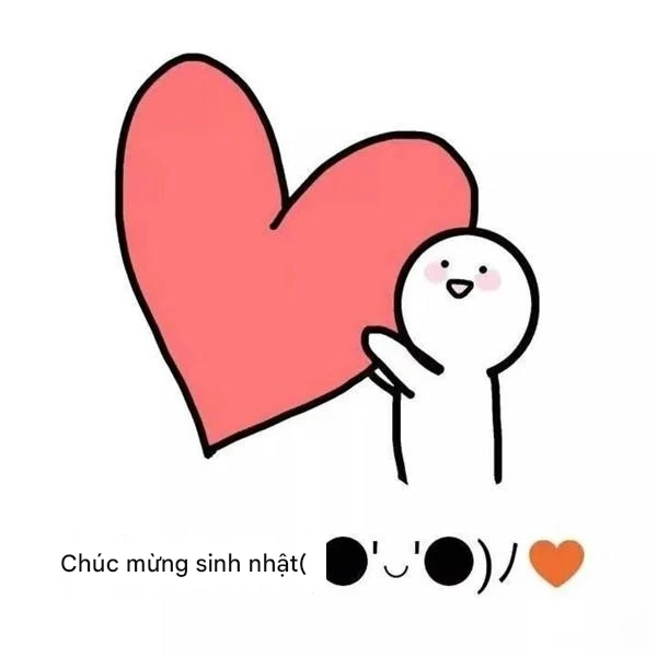 một bản vẽ hoạt hình của một trái tim và một người meme happy birthday