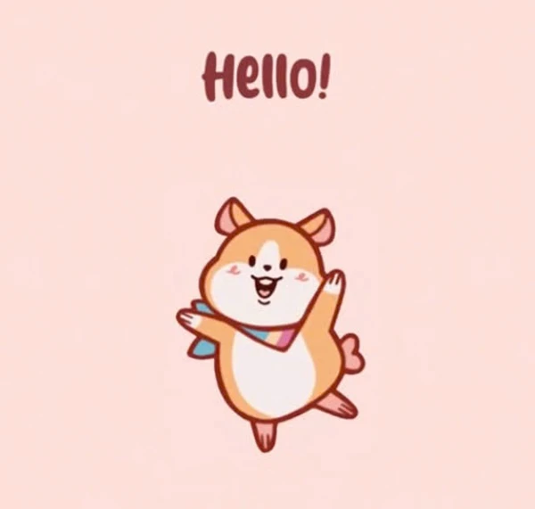Một nhân vật hoạt hình với các từ xin chào meme hello