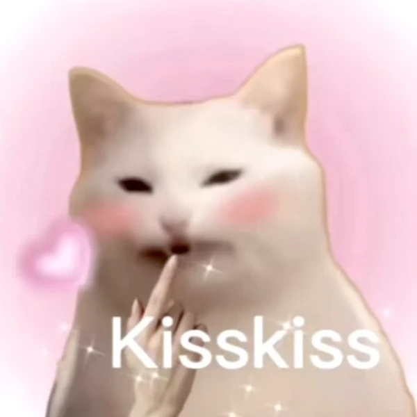 meme meo bua mot con meo trang voi nen mau hong va nhung loi hon