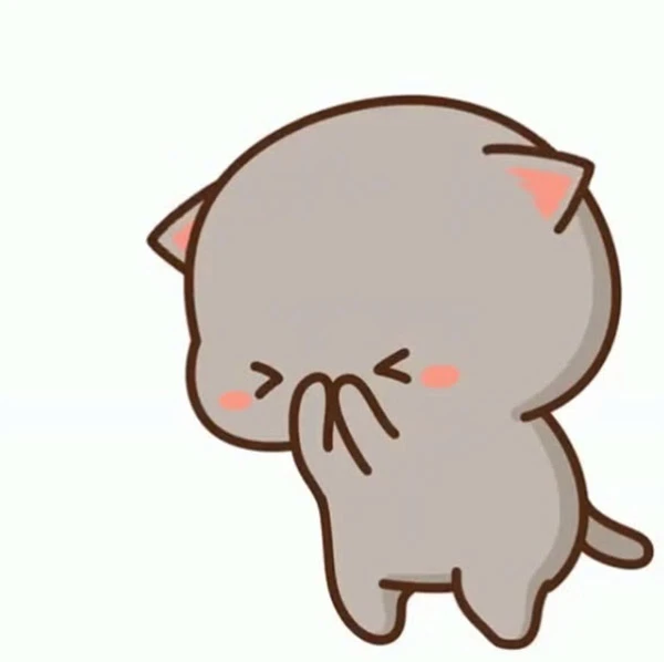 Một con mèo hoạt hình với đôi mắt nhắm lại meme ngại