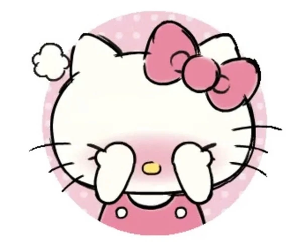 nhãn dán mặt hello kitty meme ngại