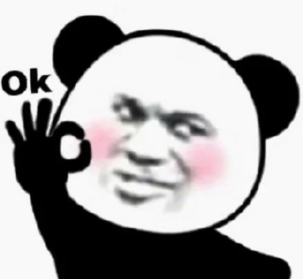 một con gấu trúc với từ được viết trên đó meme ok