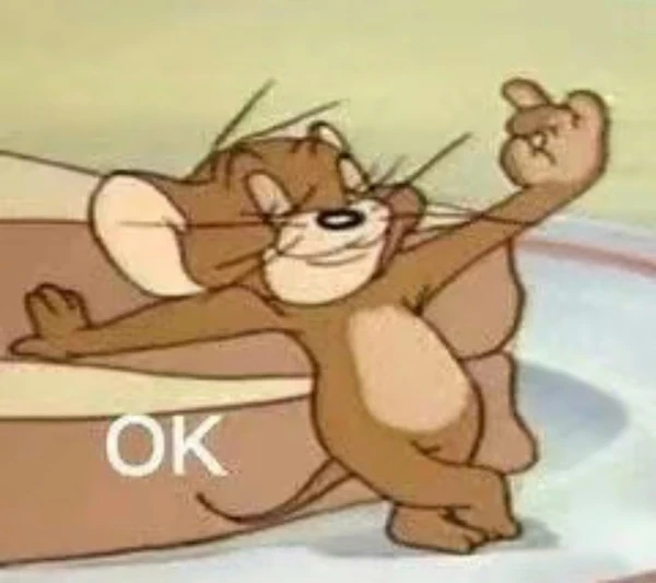 Một nhân vật hoạt hình đang cầm một con dao trong tay meme ok