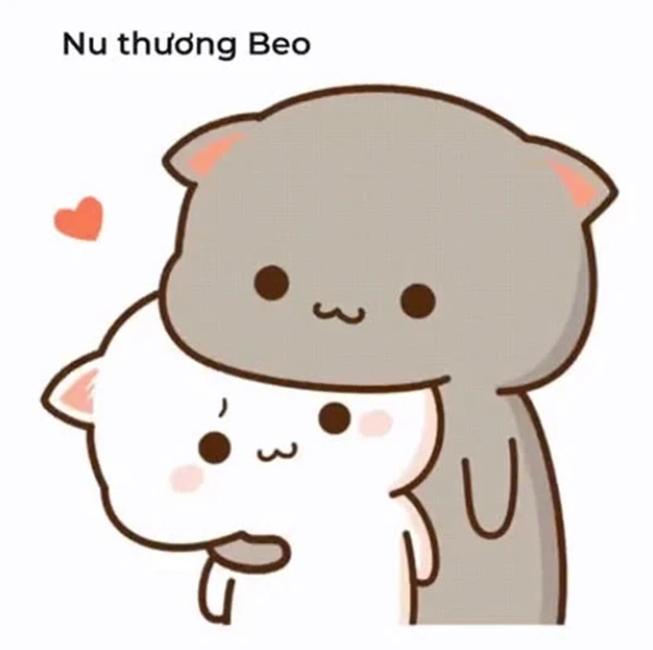 Một con mèo hoạt hình ôm một con mèo con nhỏ meme tình yêu