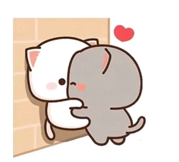 Một con mèo ôm một con chuột meme tình yêu