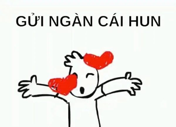 một nhân vật hoạt hình với một trái tim trên ngực anh ấy meme tình yêu