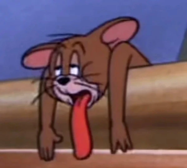 Một con chó hoạt hình với một chiếc cà vạt màu đỏ trên cổ của nó (tag: meme tom and jerry)