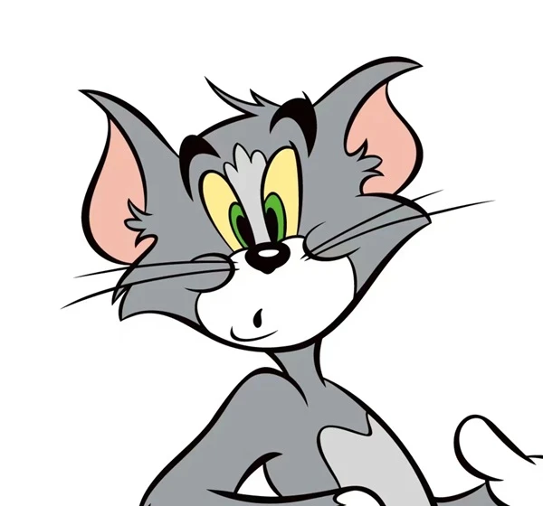 Hình nền meme tom and jerry: Một con mèo hoạt hình với đôi mắt màu xanh lá cây và mũi đen