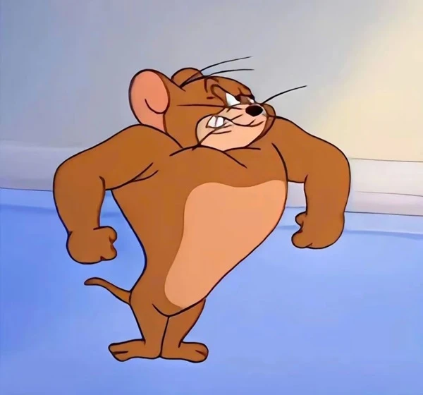 một nhân vật hoạt hình trong một căn phòng với một tấm thảm màu xanh (tag: meme tom and jerry)