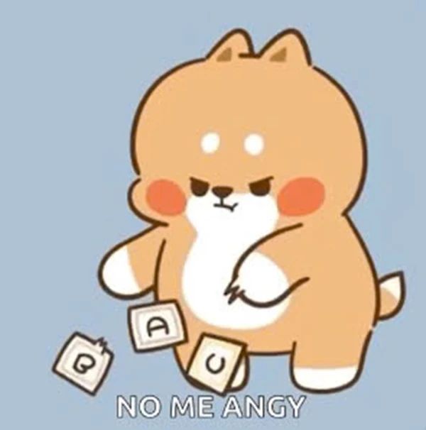 Một con chó hoạt hình có mũ không có tiền meme tức giận