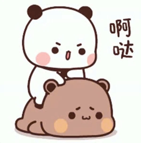 Một con gấu hoạt hình ngồi trên đầu một con gấu meme tức giận
