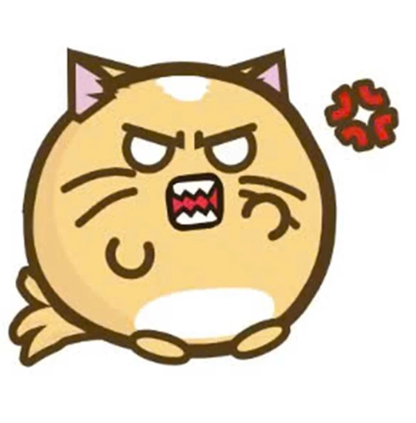 Một con mèo hoạt hình với trái tim màu đỏ trên mũi của nó meme tức giận