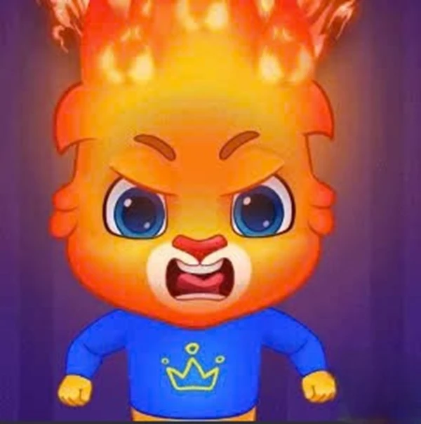 một nhân vật hoạt hình với một ngọn lửa trên đầu meme tức giận