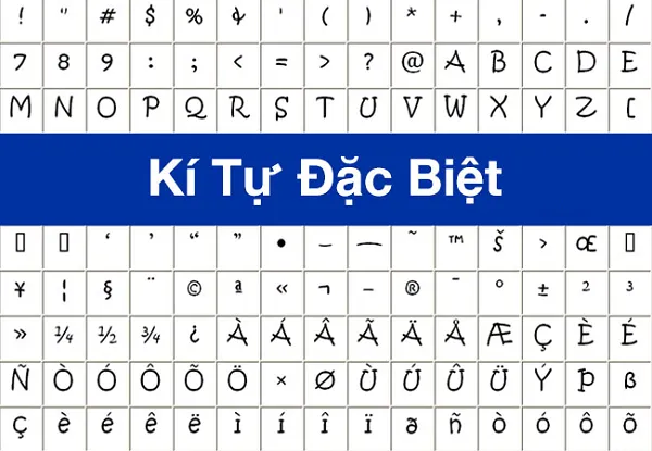 Bảng kí tự đặc biệt đầy đủ phông chữ và số của bảng chữ cái