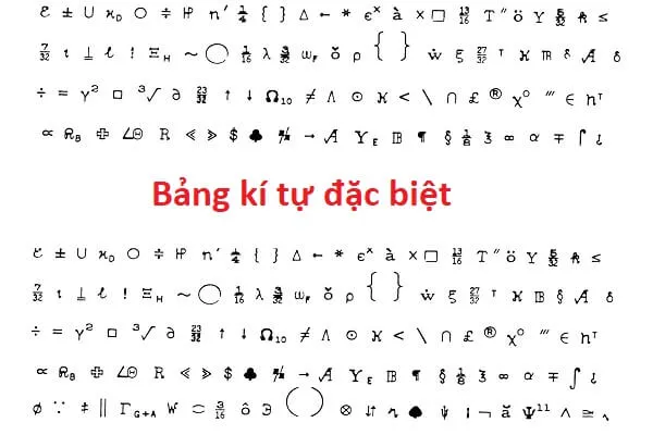 Một phông chữ viết tay với các từ `` 'và bảng kí tự đặc biệt `' '