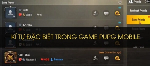 Kí tự đặc biệt PUBG 1 