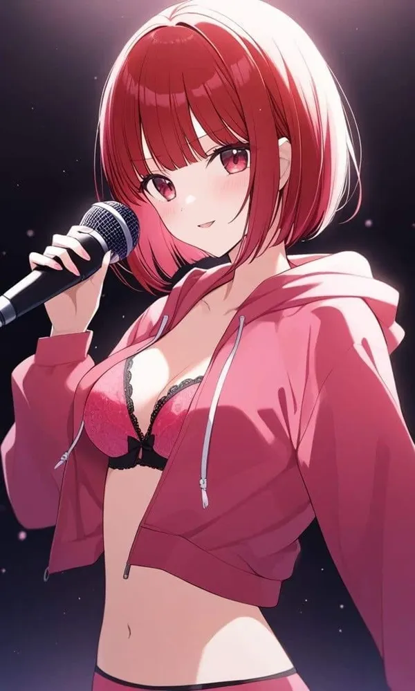 Ảnh arima kana hentai có một người phụ nữ đang cầm micro trong tay