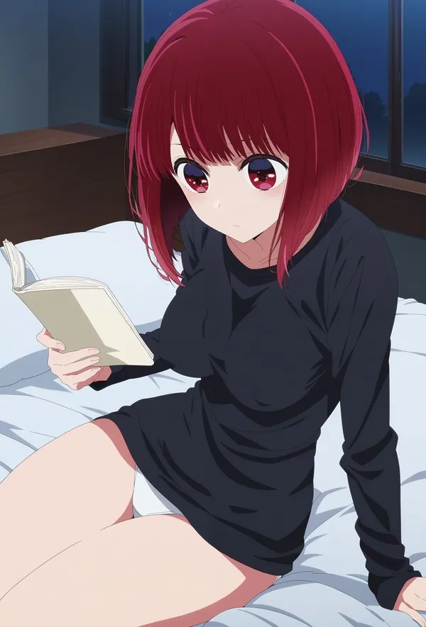 Ảnh arima kana hentai có một người phụ nữ đang ngồi trên giường đọc sách