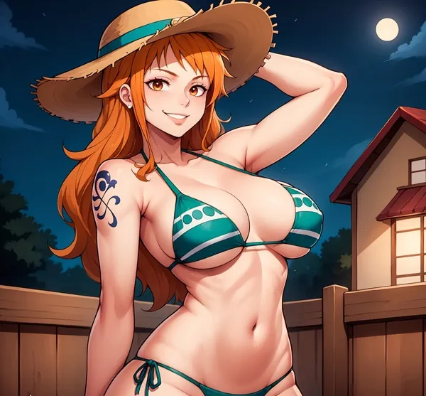 Ảnh barbara pegg bikini một người phụ nữ mặc và mũ đứng trước hàng rào