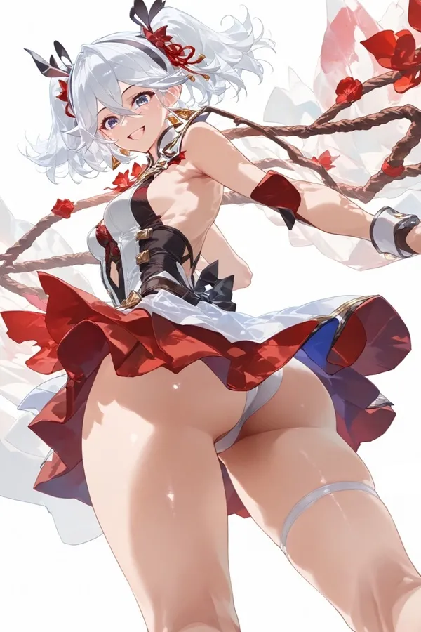 Ảnh camellya hentai đây là hình của một cô gái anime gợi cảm với chiếc váy đỏ và trắng