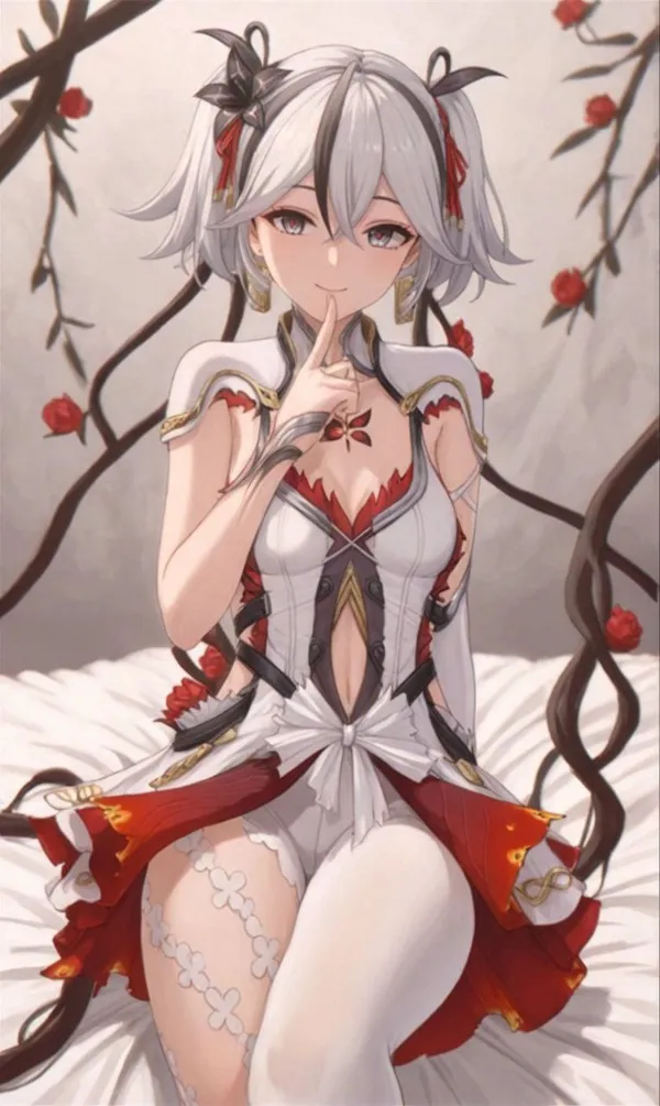 Ảnh camellya hentai có một người phụ nữ ngồi trên giường trong corset