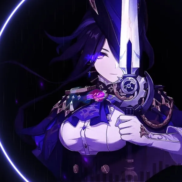 Ảnh clorinde ngầu anime girl cầm một thanh kiếm trước mặt