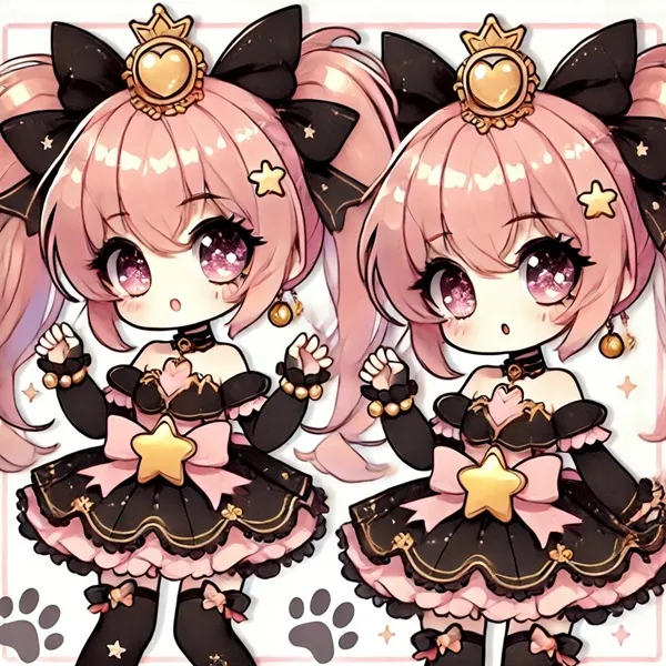 Ảnh cure wonderful cute hình của hai nhân vật anime mặc đồ đen và hồng