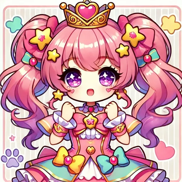 Ảnh cure wonderful cute một cô gái anime với mái tóc hồng và vương miện trên đầu