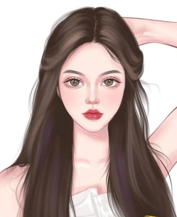 Có một bản vẽ của người phụ nữ mái tóc nâu dài