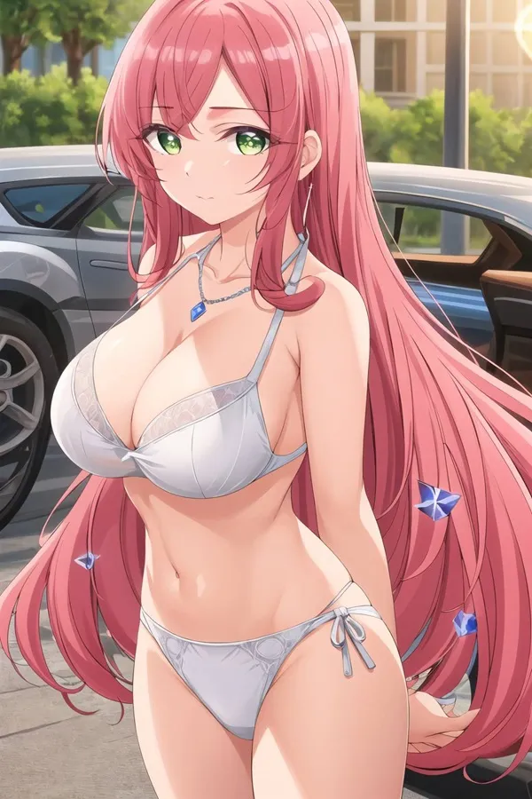 Ảnh hanazono hahari bikini có một người phụ nữ mặc và quần lót đi bộ xuống đường