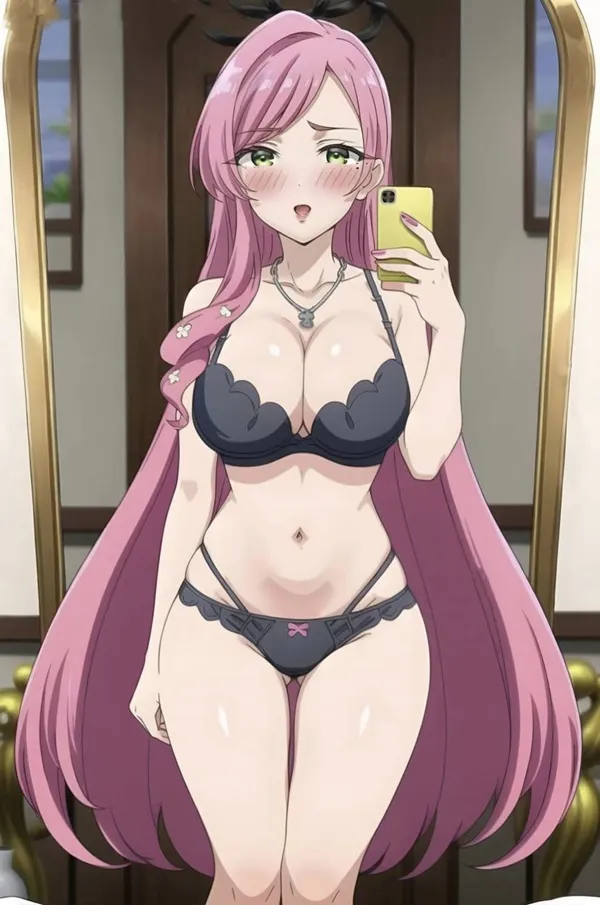 Ảnh hanazono hahari bikini người phụ nữ tóc màu tím trong đồ lót chụp tự sướng trước gương