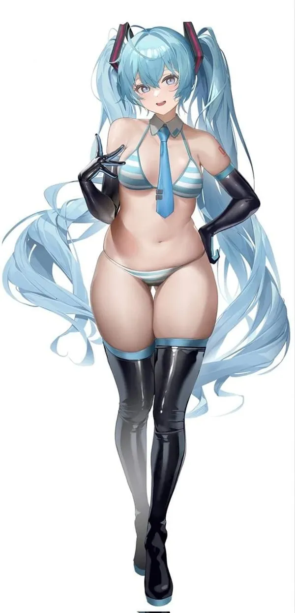 Ảnh hatsune miku cosplay đây là hình của một cô gái anime gợi cảm với mái tóc xanh và cà vạt màu
