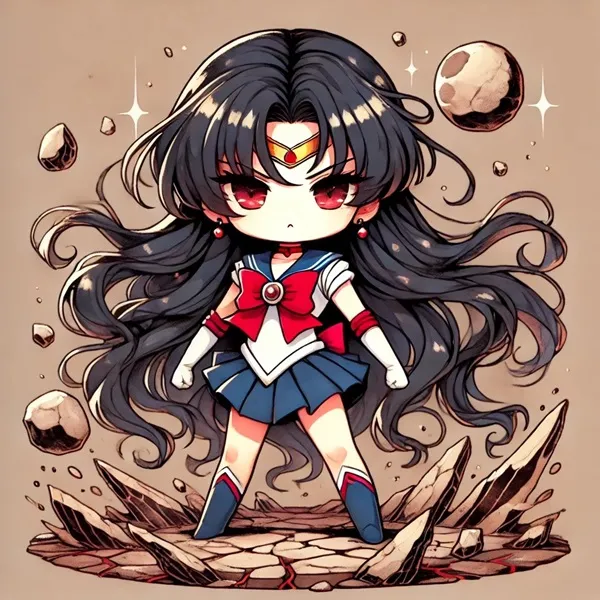 Ảnh hino rei chibi một bản vẽ của cô gái có mái tóc đen dài và trang phục thủy thủ
