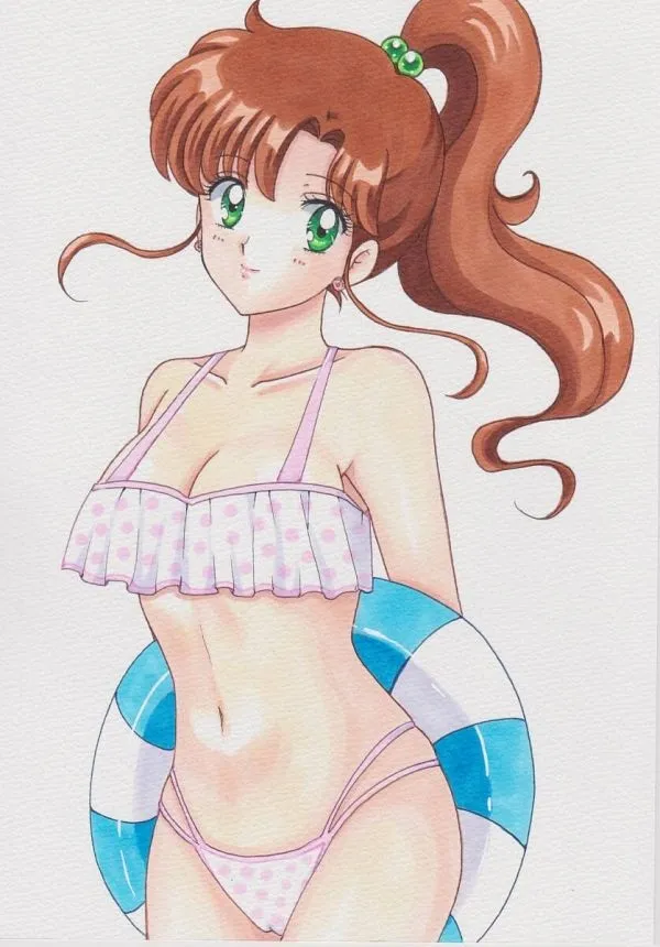 Ảnh hino rei chibi phim hoạt hình của một người phụ nữ mặc bikini với vòng đời