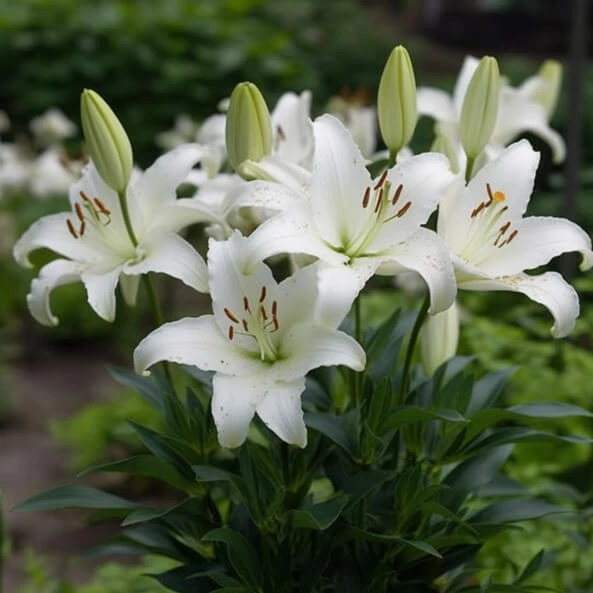 Hoa Lily trắng trong vườn ảnh hoa ly