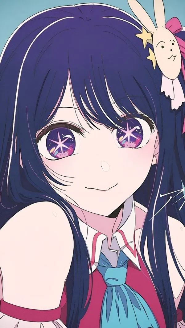 Ảnh hoshino ai hentai có một cô gái anime với mái tóc đen dài và chú thỏ trên đầu