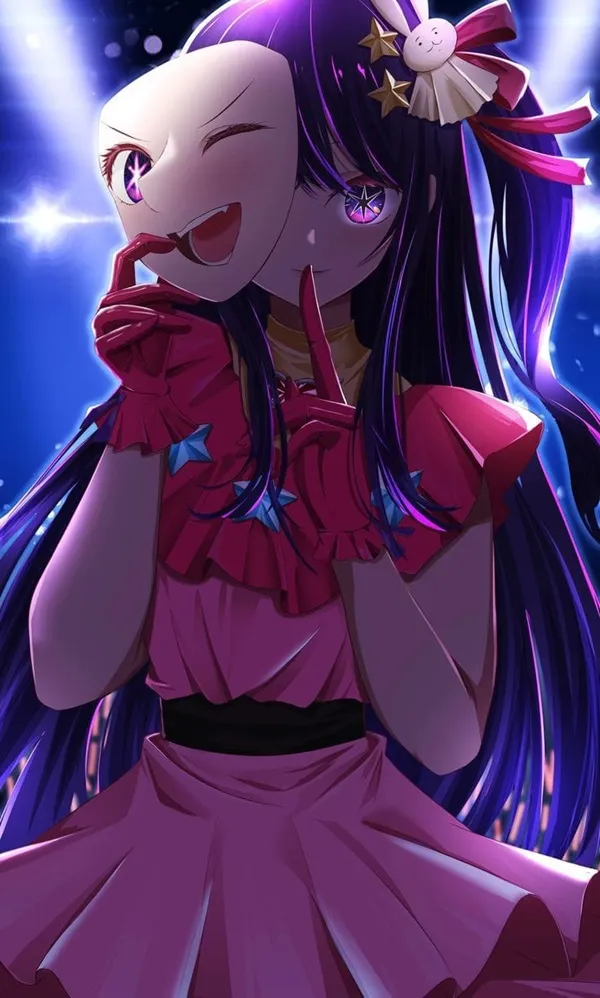 Ảnh hoshino ai hentai một cô gái anime với mái tóc dài màu tím mặc chiếc váy hồng