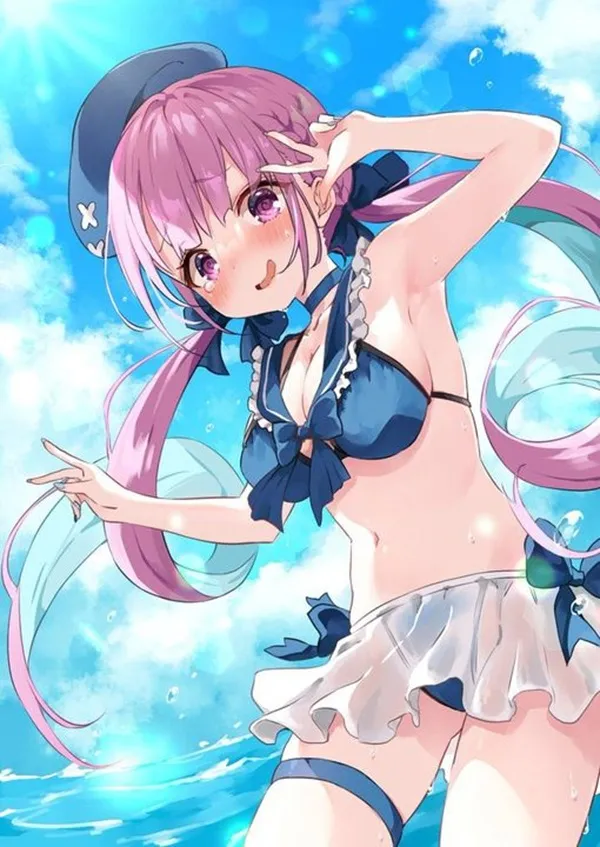 Ảnh houshou marine hentai một hình của người phụ nữ trong bộ bikini đứng nước