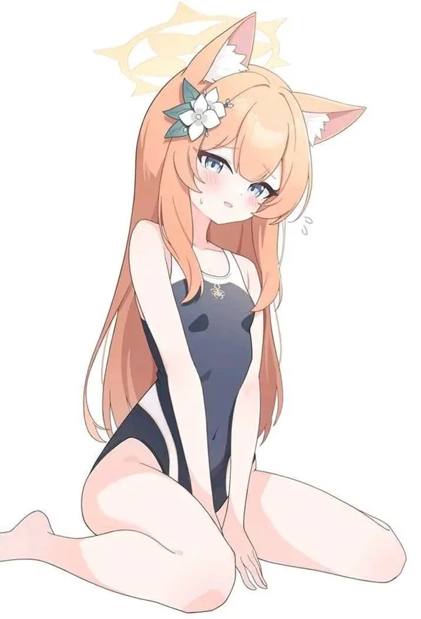 Ảnh iochi mari bikini có một bản vẽ của cô gái mái tóc dài và tai mèo
