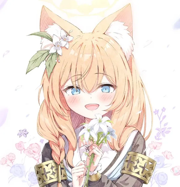 Ảnh iochi mari cute có một bản vẽ của cô gái mái tóc dài và tai mèo