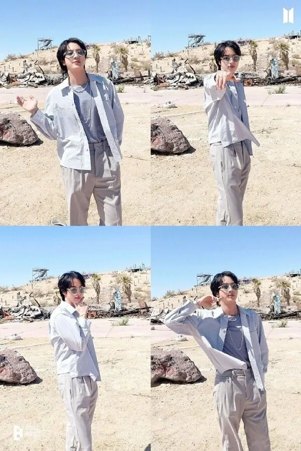 Ảnh jin bts đẹp đây là ghép của một người đàn ông đang đứng trên sa mạc
