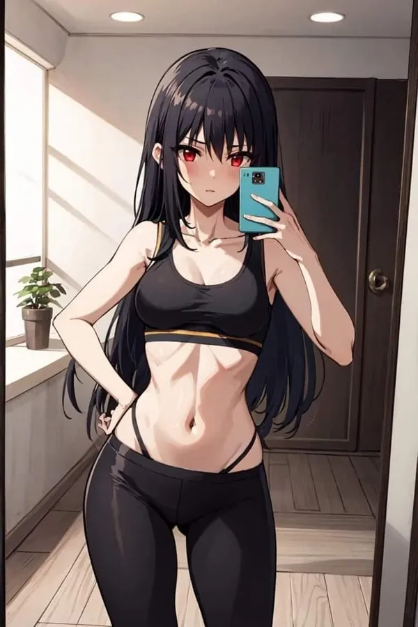 Ảnh kagenou claire sexy nhân vật nữ anime chụp tự sướng trong gương phòng tắm