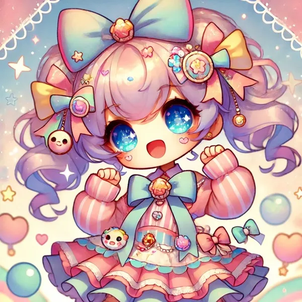 Ảnh konjiki no yami chibi hình của một cô bé anime nhỏ dễ thương với đôi mắt xanh và mái tóc hồng