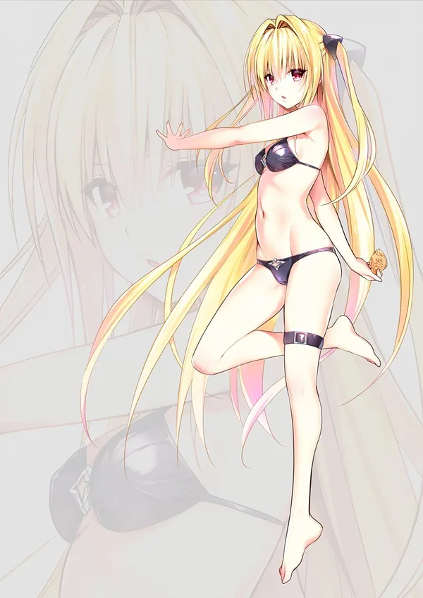 Ảnh konjiki no yami chibi có một bản vẽ của người phụ nữ trong bộ bikini với mái tóc vàng dài
