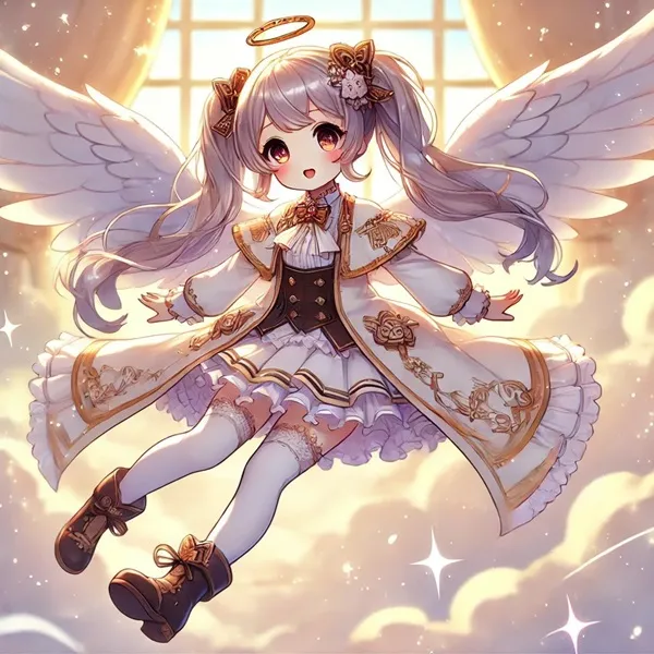 Ảnh kotori itsuka chibi một cô gái anime với đôi cánh thiên thần bay trong không trung