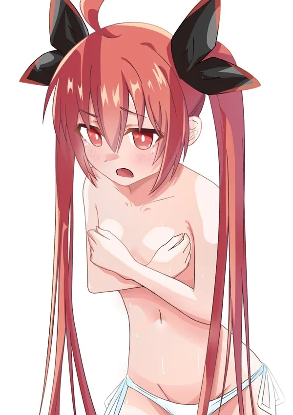 Ảnh kotori itsuka chibi nhân vật nữ giới với mái tóc đỏ dài và tai mèo đen