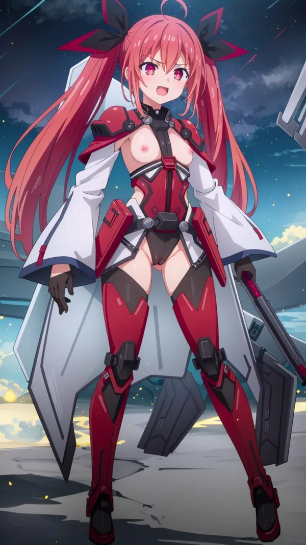 Ảnh kotori itsuka sexy đây là hình của một người phụ nữ có mái tóc đỏ dài và thanh kiếm